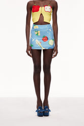 Celestyna Baskılı Izgara Mini Etek